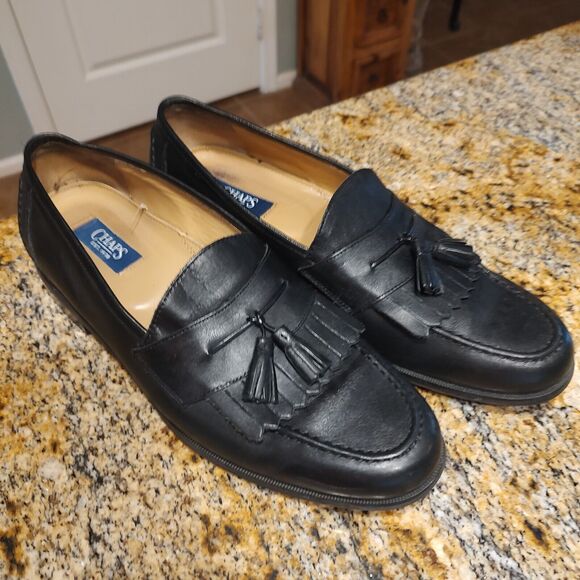 Chaps Men's Black Leather Kiltie Tassel Slip On Loafer Shoes 096-8104 Size 10M - Picture 2 of 12